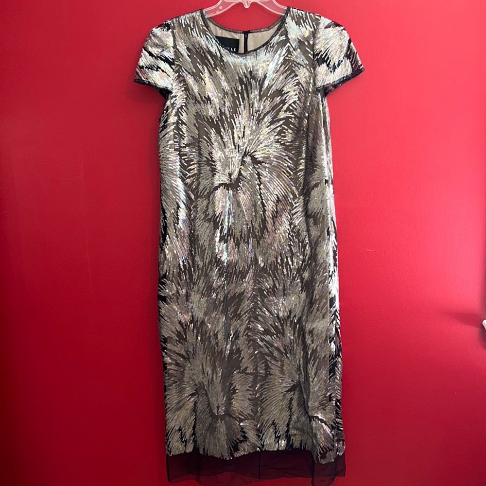Emmelle Sequined Shift Midi Dress Sz L